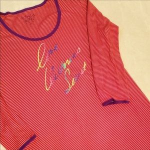 Victoria’s Secret red striped nightshirt.